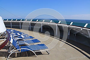 Sun loungers cruise ship deck