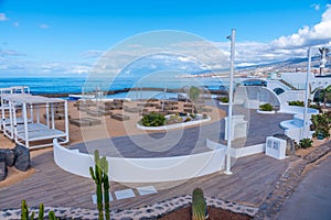 Sun Lounges at Playa de las americas at Tenerife, Canary islands, Spain photo