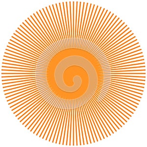 Sun minimalist illustration symmetrical Orange sunrays sunny
