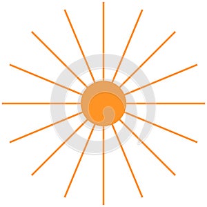 Sun minimalist illustration symmetrical Orange sunrays sunny