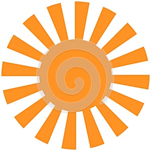 Sun minimalist illustration symmetrical Orange Yellow Bright wide sunrays cheerful happy