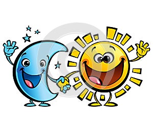 Sun and moon best friends baby cartoon characters