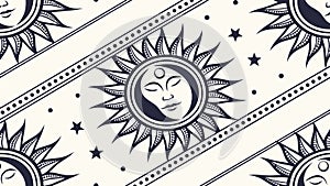 Sun and moon celestial pattern. Mystical cosmic design, vector design Generative AI