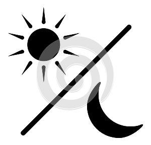 Sun and moon glyph silhouette icon,  black day and night symbol, flat vector simple element illustration isolated on white