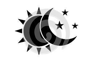 Sun moon icon illustration isolated vector sign symbol.