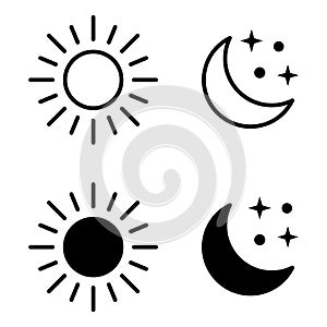 Sun moon icon illustration isolated vector sign symbol.