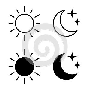 Sun moon icon illustration isolated vector sign symbol.