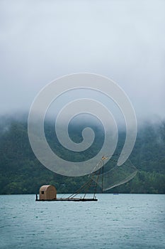 Sun Moon Lake in Nantou County, Taiwan fishing boat