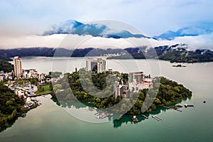 Sun Moon Lake in Nantou, Taiwan, Aerial view  Sun Moon Lake