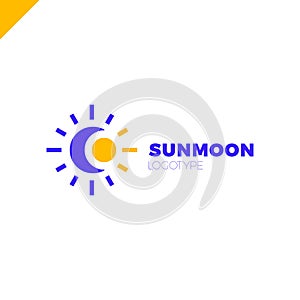 Sun and Moon logo. Abstract illustration