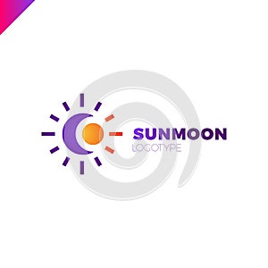 Sun and Moon logo. Abstract illustration