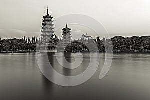 Sun and moon pagodas in Guilin