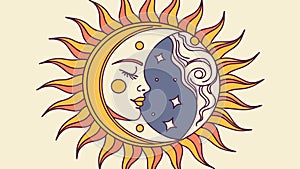 Sun Moon Phases Vector: Celestial Cycle Illustration, vector design Generative AI