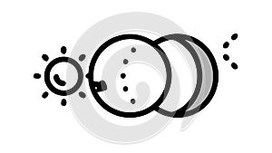 Sun and Moon Solar Eclipse Phases Black and White Vector Icon, vector design Generative AI