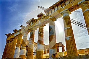 Sun Morning Parthenon Acropolis Athens Greece