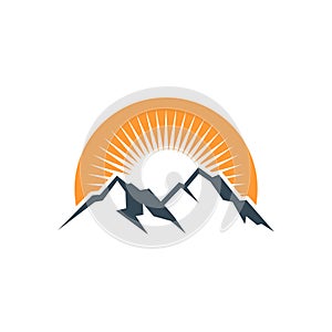 Sun and mountain logo template Illustration Design. Vector EPS 10