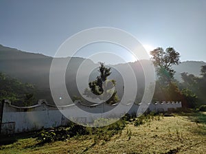 Sun on the mountain in the morning at Himachal Pradesh