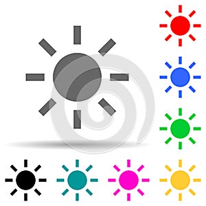 The sun multi color style icon. Simple thin line, outline vector of web icons for ui and ux, website or mobile