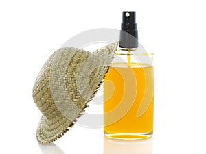 Sun oil with hat photo