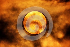 Sun and orange clouds sunset observing