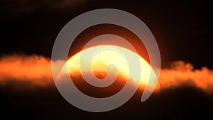 Sun and orange clouds sunset observing