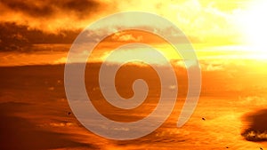 Sun and orange clouds sunset observing