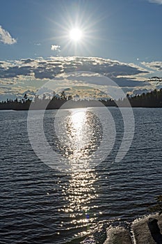 Sun Over a North Woods Lake