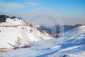 Sun over the winter mountains