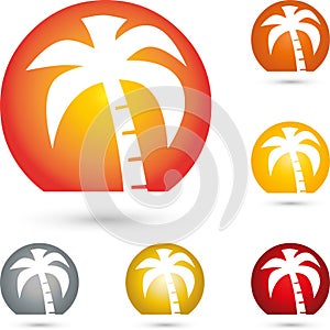 Sun and palm tree, turism and travel logo photo