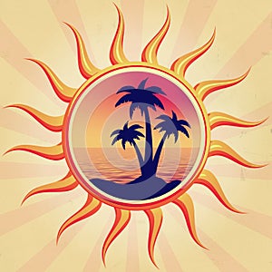 Sun with palms