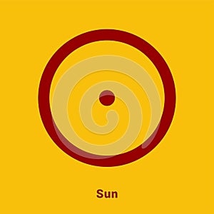 Sun. Planet symbol. Vector color sign. Astrological calendar. Jyotisha. Hinduism, Indian or Vedic astrology photo