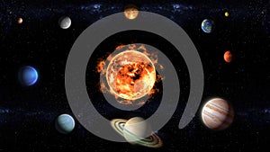 The Sun and planets of the Solar System illustration, elements o