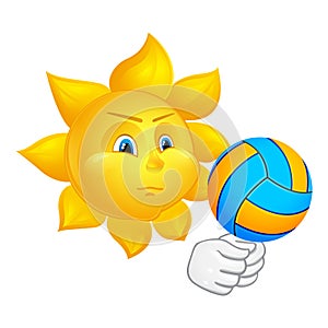 Sun is playing volleyball isolated on white background