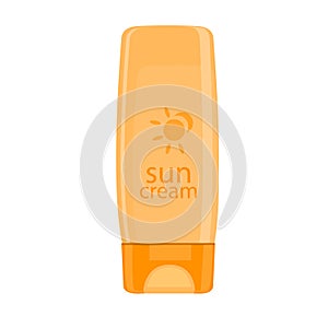 Sun protection cream tube. Sunscreen icon. Vector Illustration