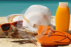 Sun protection items and flip-flops
