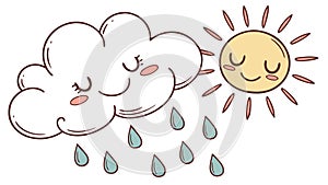 Sun and Rain Cloud: Changing Weather & Dynamic Forecast, vector design Generative AI