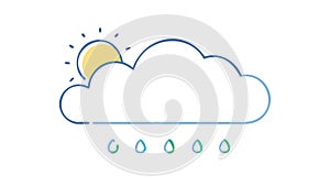 Sun and Rain Cloud Vector Icon for Variable Weather, vector design Generative AI