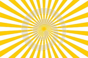 Sun ray radial vector background yellow burst shine beam design. Orange retro sunburst background.