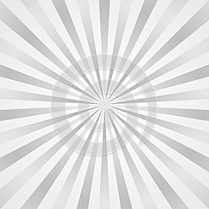 Sun rays background. Gray radiate sun beam, burst effect. Sunbeam light flash boom. Template poster sale. Sunlight star