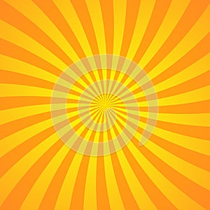 Sun rays background. Orange yellow radiate sun beam burst effect. Sunbeam light flash boom. Starburst poster. Sunlight