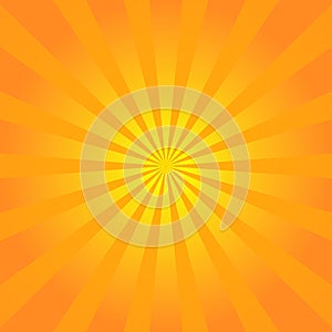 Sun rays background. Orange yellow radiate sun beam burst effect. Sunbeam light flash boom. Starburst poster. Sunlight