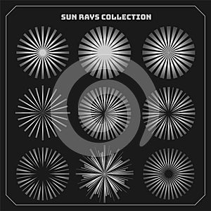 Sun rays beams styles set of nine