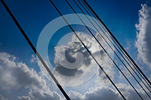 Sun rays in blue sky over 2nd Hoogly Bridge, Kolkata, West Bengal, India