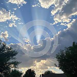 Sun Rays Breaking Through Cloudy Sky