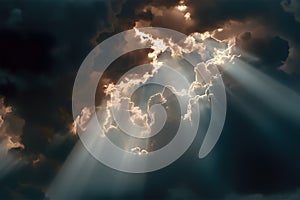 Sun Rays Breaking Through Dark Clouds Details Background