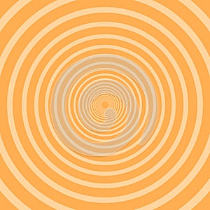 Sun rays. Circle rays. Orange background. Spiral. Summer orange background with circle pattern