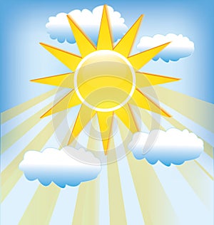 Sun rays and clouds icon logo