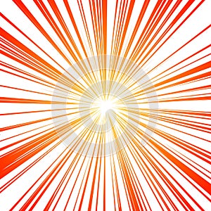 Sun Rays or Explosion Comic Retro vector radial boom. Sun burst frame design