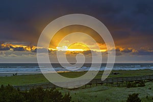 Sun Rays at Long Beach Washington during Sunset