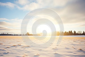 sun rays over snow-covered field